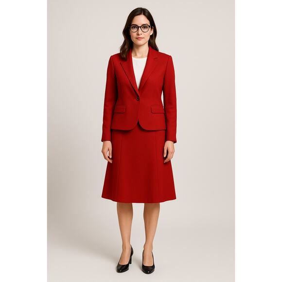 Pendleton 10 Matching 2-Piece 100% Wool Suit Set Blazer A-Line Skirt Jacket Red - Picture 1 of 14